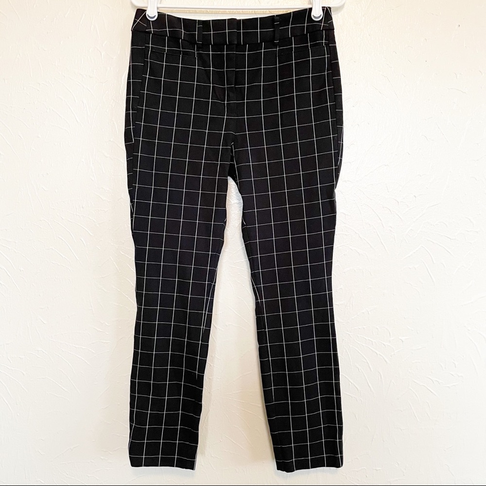 Loft High Waist Skinny Ankle Windowpane Pants Sz 4
